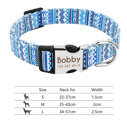 Adjustable Nylon Dog Collar Personalized Dogs Cat ID Collars