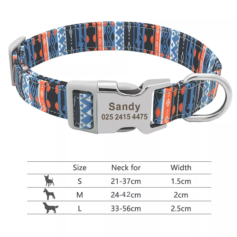 Adjustable Nylon Dog Collar Personalized Dogs Cat ID Collars