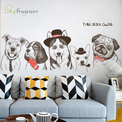 Cute Dogs Animals Wall Stickers For Living Rooms Door Bedroom