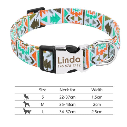 Adjustable Nylon Dog Collar Personalized Dogs Cat ID Collars