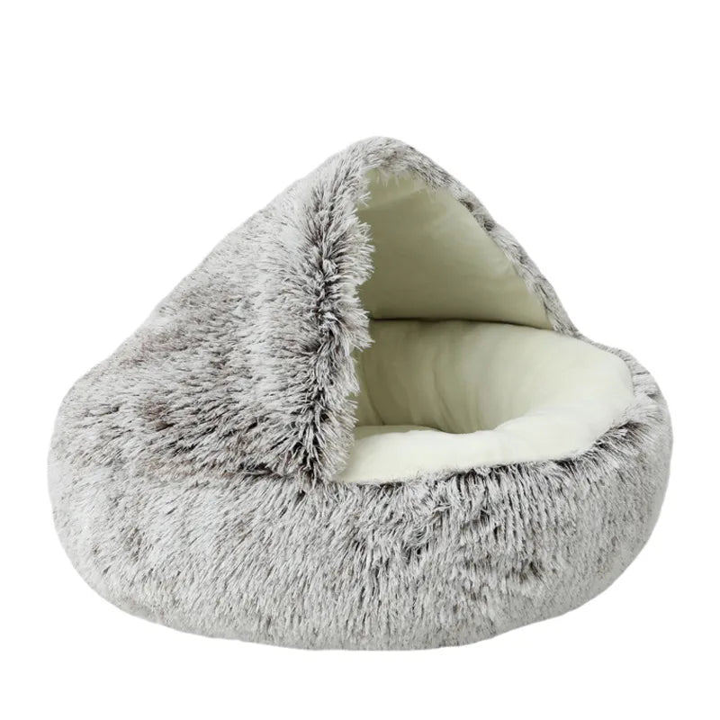 2 In 1Pet Dog Cat Bed Round Plush Cat Warm Bed