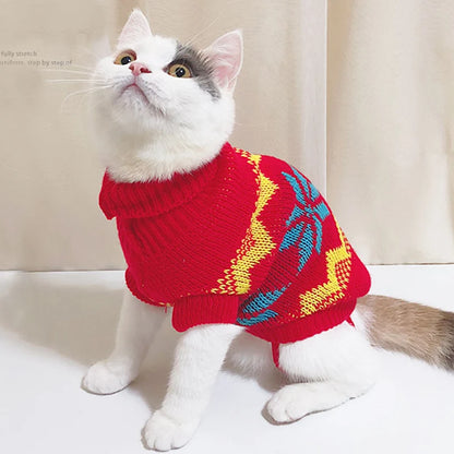 Cute Cat Sweater Costume Winter Warm Pet Clothes