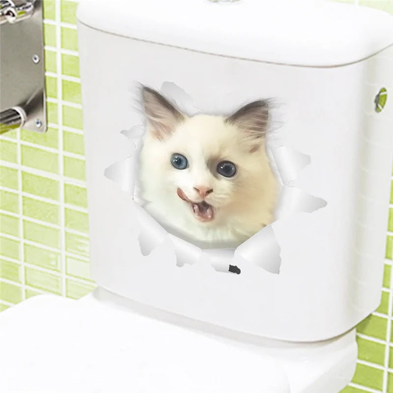 Lovely Cat Dog Toilet Stickers Home Decoration