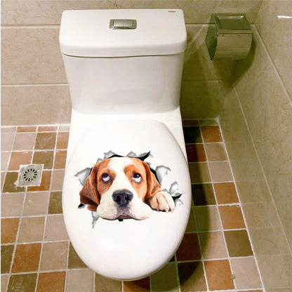 Lovely Cat Dog Toilet Stickers Home Decoration