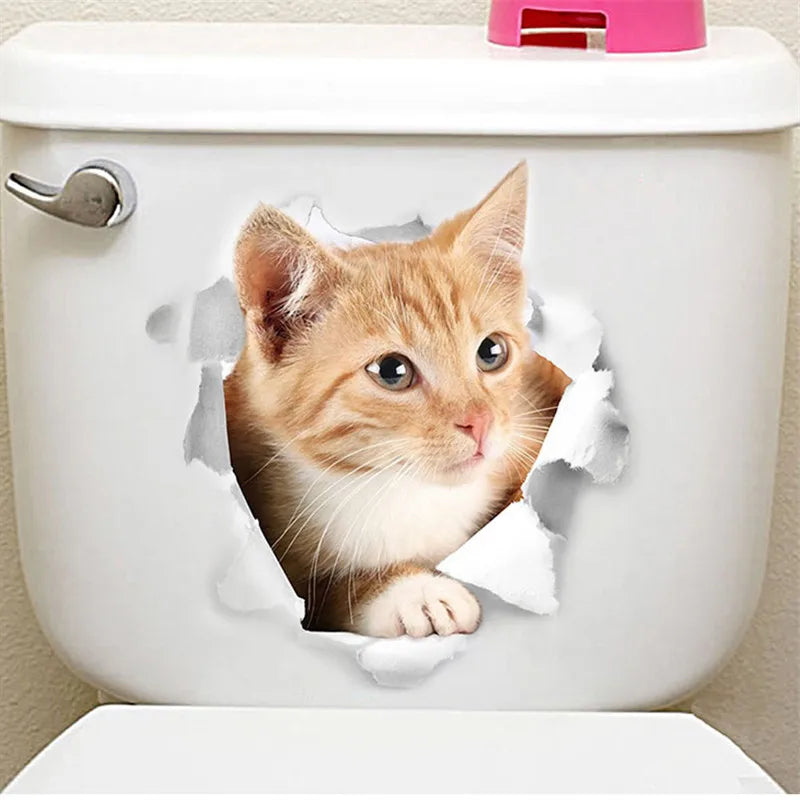 Lovely Cat Dog Toilet Stickers Home Decoration