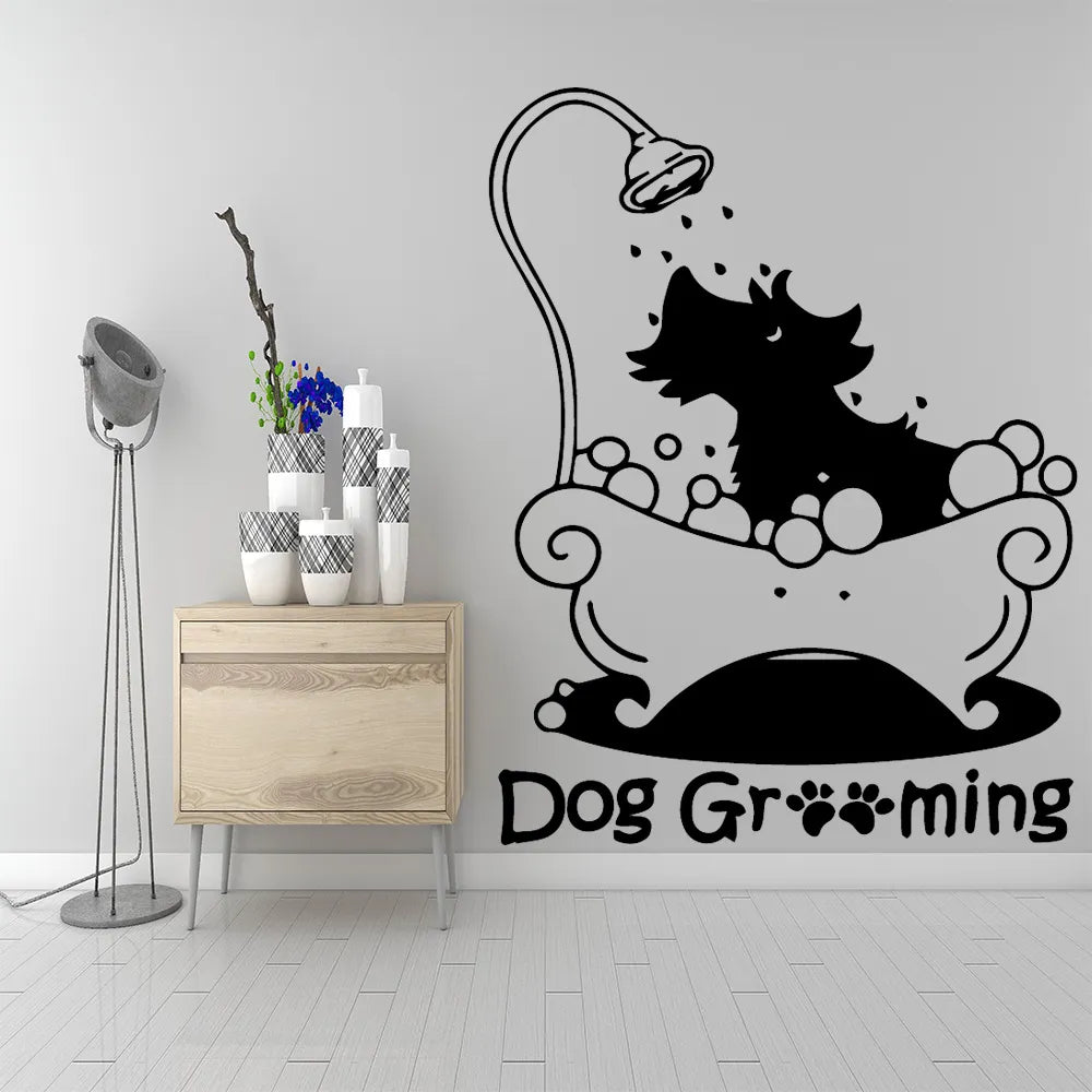 Exquisite Dog Grooming Wall Stickers Removable Pet