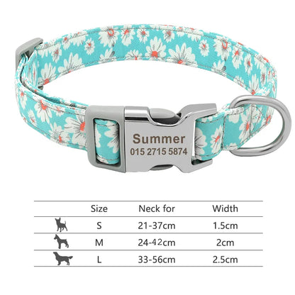 Adjustable Nylon Dog Collar Personalized Dogs Cat ID Collars