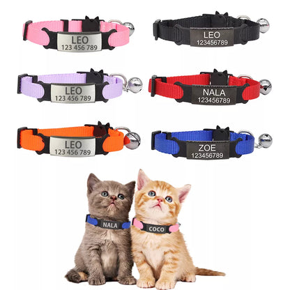 Personalized ID Tag Cat Collar Bell Safety Breakaway