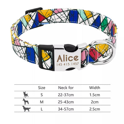 Adjustable Nylon Dog Collar Personalized Dogs Cat ID Collars