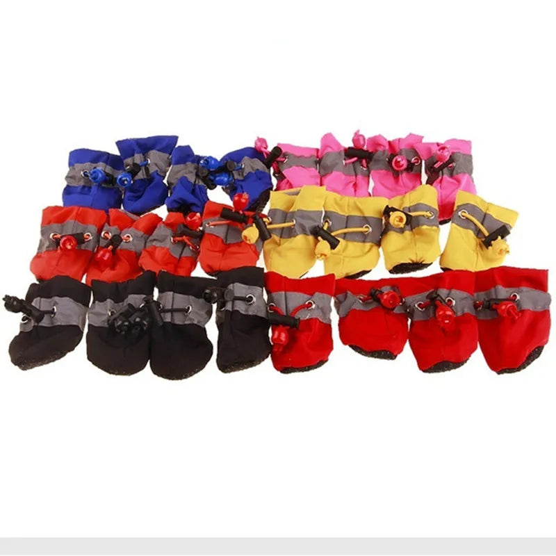 4pcs/set Waterproof Pet Dog Shoes  Anti-slip Rain Boots Footwear for Small Cats