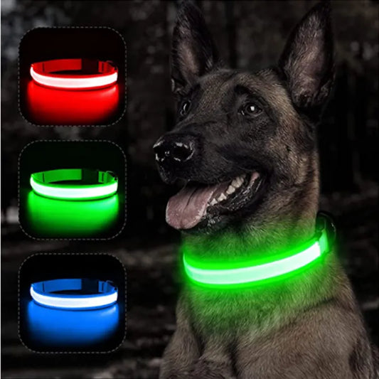 LED Glowing Dog Collar Adjustable Flashing Recharge