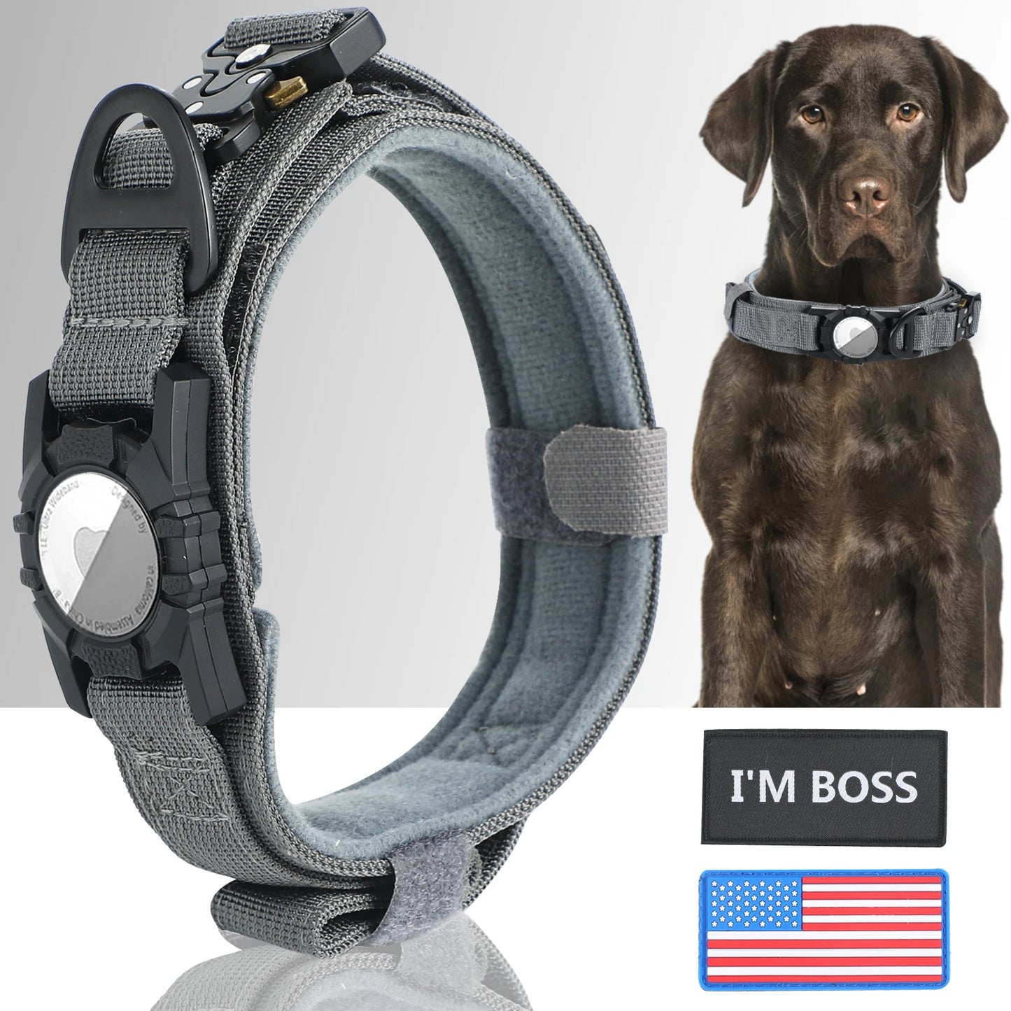 Air Tag Dog  Tactical Collar with Handle