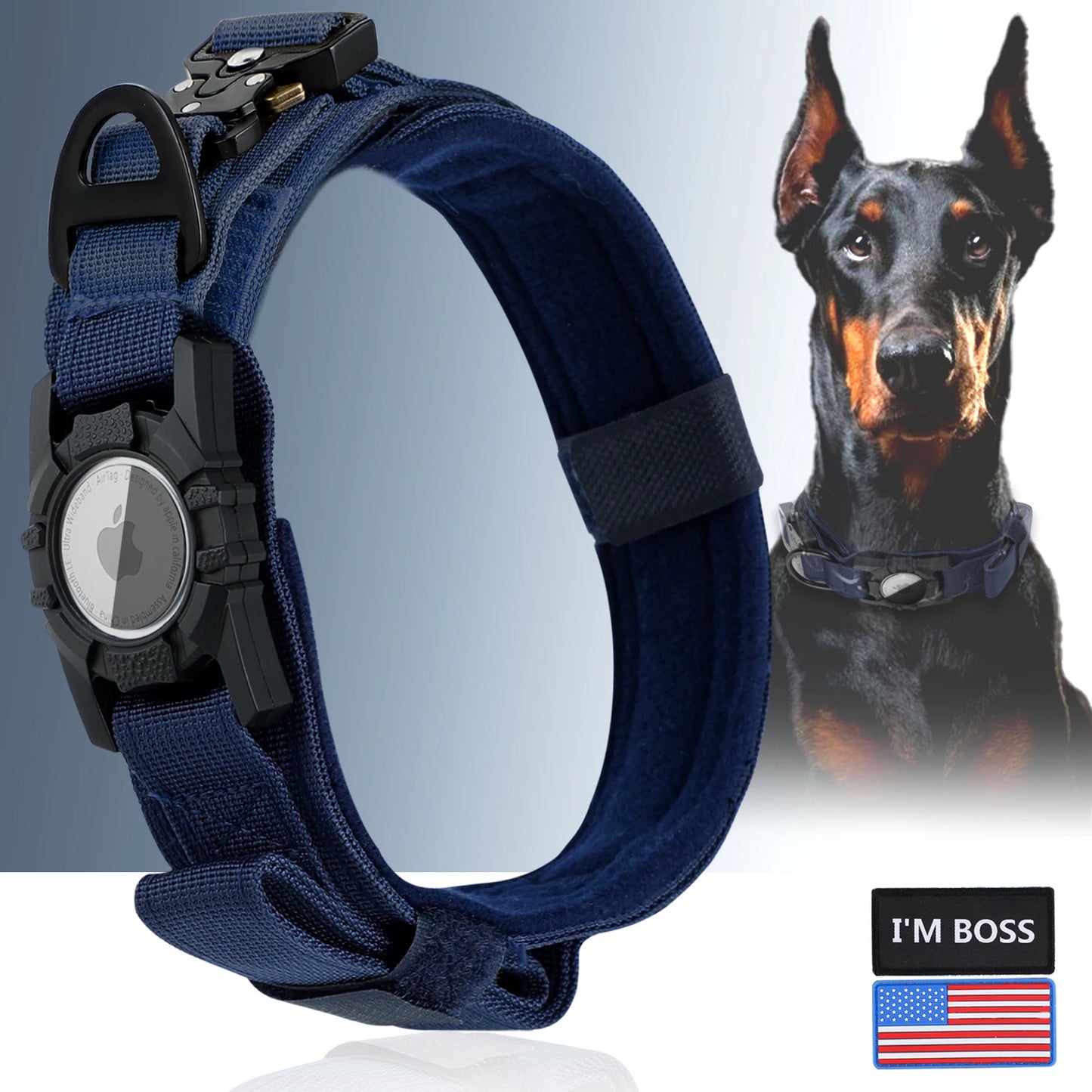 Air Tag Dog  Tactical Collar with Handle