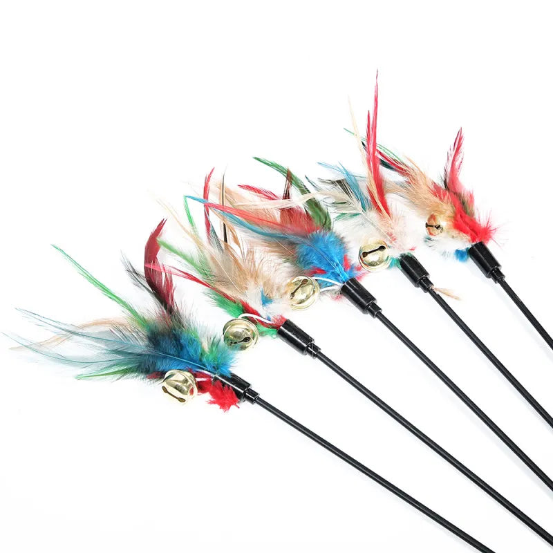 Cat Toy Stick Feather Rod Mouse