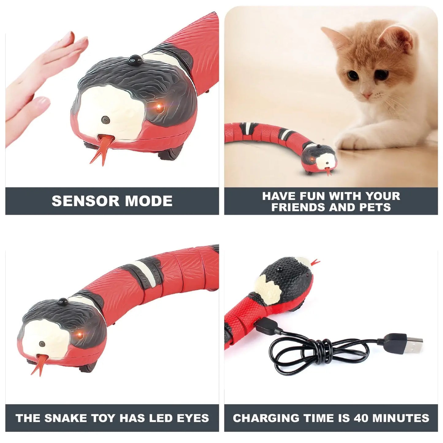 Smart Sensing Cat Toys Interactive Snake