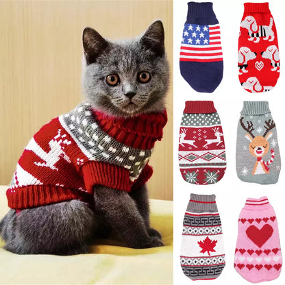 Cute Cat Sweater Costume Winter Warm Pet Clothes