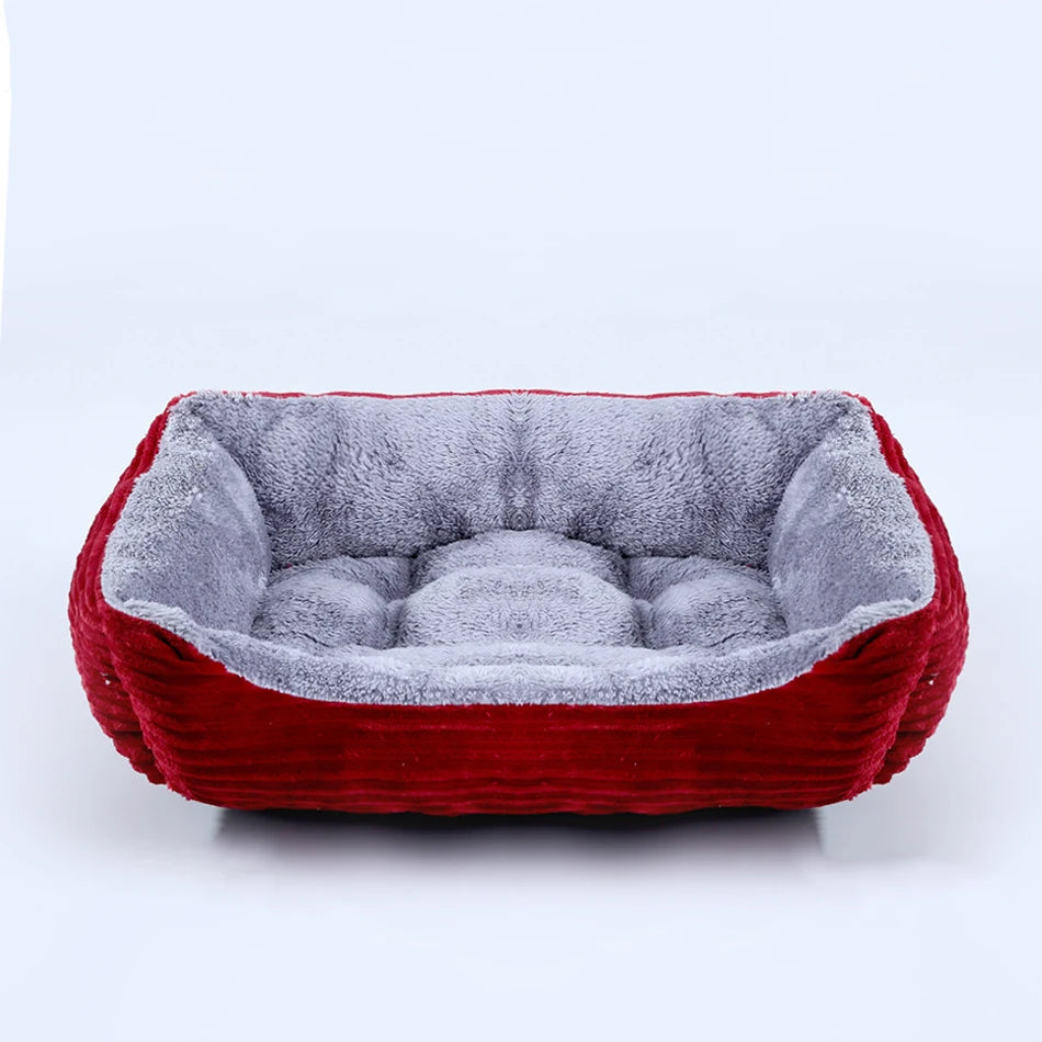 Bed for Dog Cat Pet Square Plush Kennel Medium Small