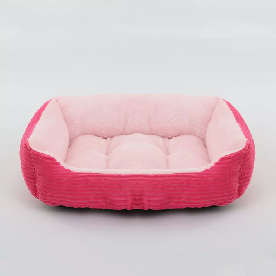 Bed for Dog Cat Pet Square Plush Kennel Medium Small