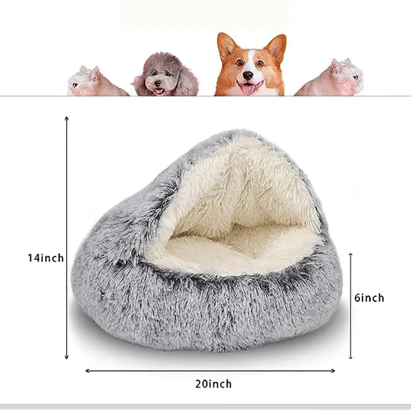 Soft Plush Pet Bed with Cover Round  2 in 1