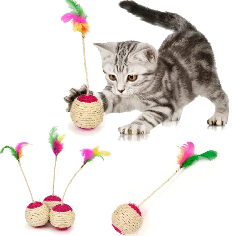 Cat Toy Stick Feather Rod Mouse