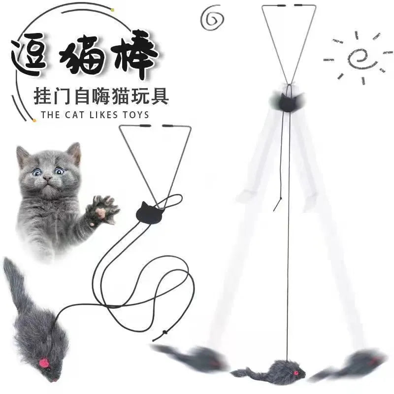 Cat Toy Stick Feather Rod Mouse