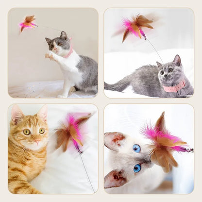 Interactive Cat Toys Funny Feather Teaser Stick with Bell