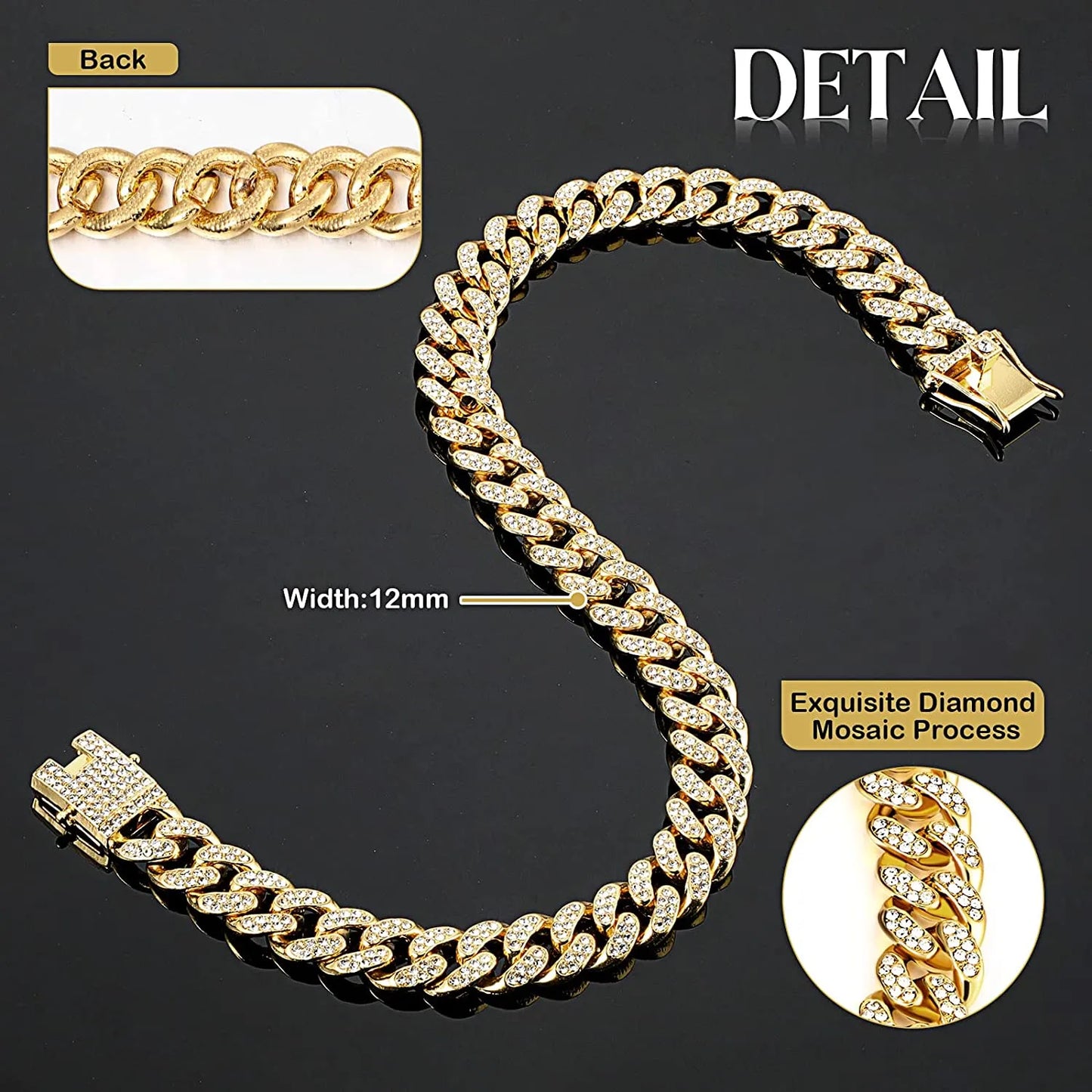 Luxury Gold Dog Cat Chain Collar Cuban for Small Medium