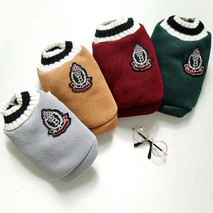 Pet Sweater College Style V-neck