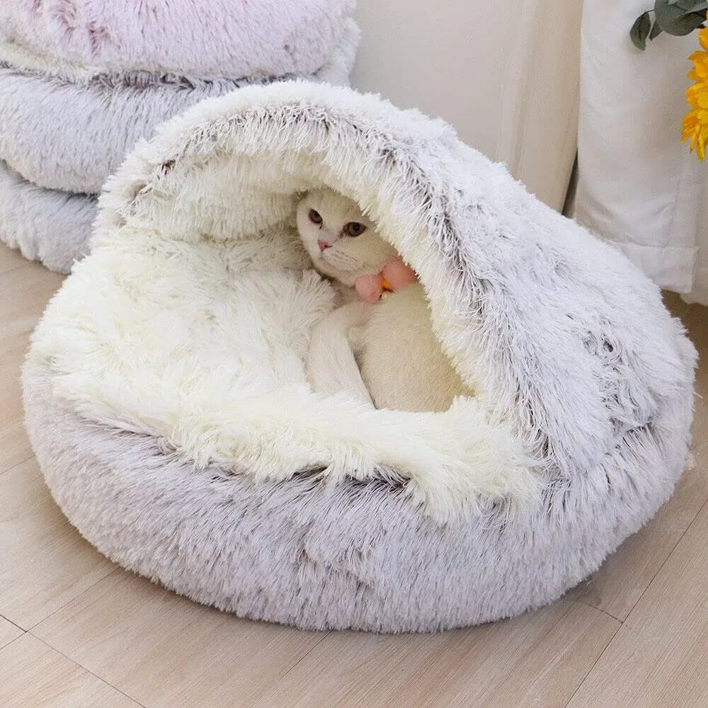 Soft Plush Pet Bed with Cover Round  2 in 1