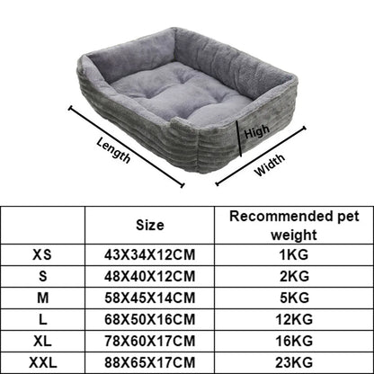 Bed for Dog Cat Pet Square Plush Kennel Medium Small