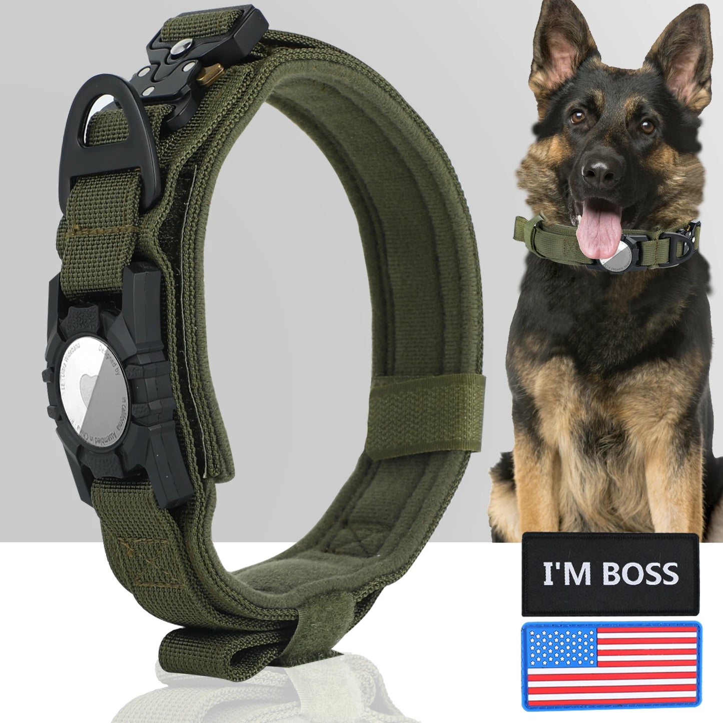 Air Tag Dog  Tactical Collar with Handle