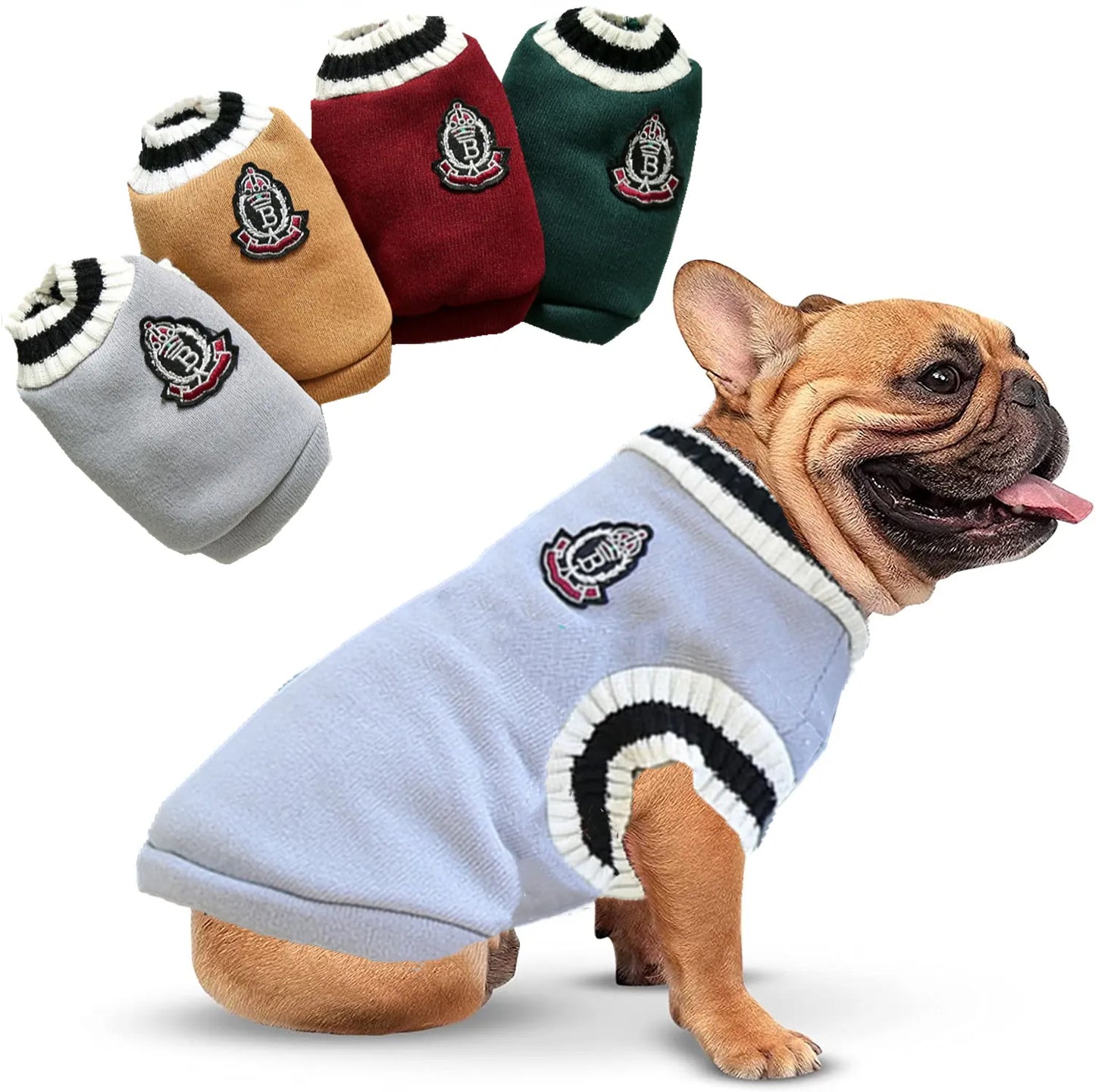 Pet Sweater College Style V-neck