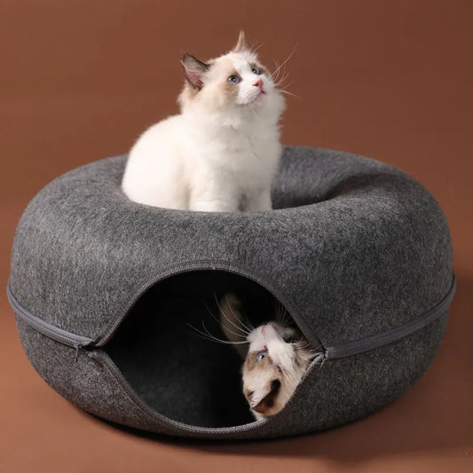 Donut Cat Bed Pet Tunnel Interactive Game