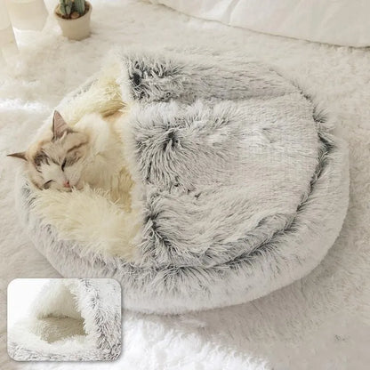 Soft Plush Pet Bed with Cover Round  2 in 1