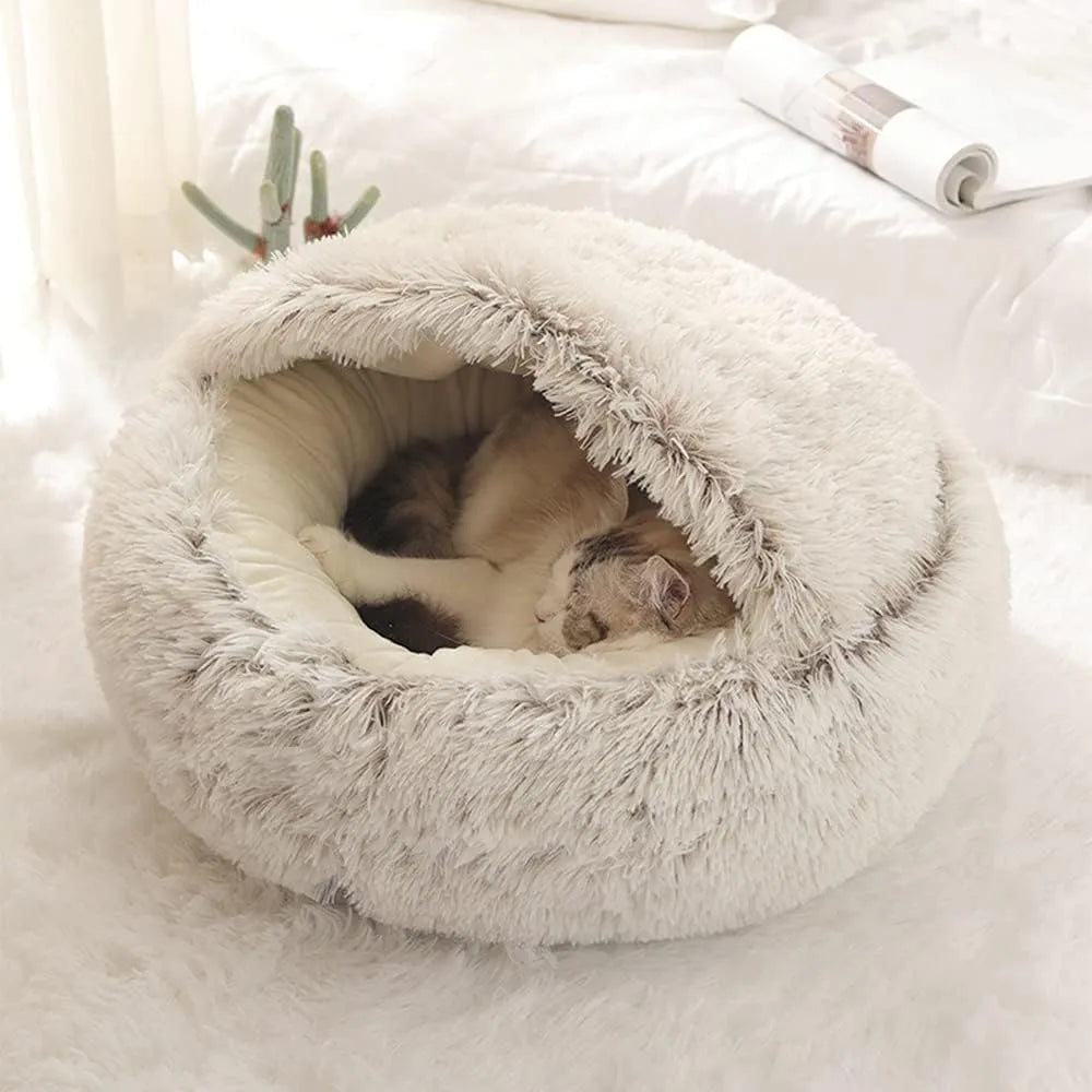 Soft Plush Pet Bed with Cover Round  2 in 1