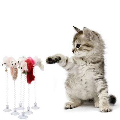 Cat Toy Stick Feather Rod Mouse