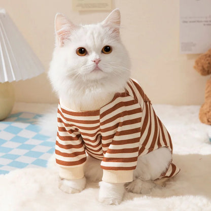 100% Cotton Kawaii Pet Striped Jumpsuit