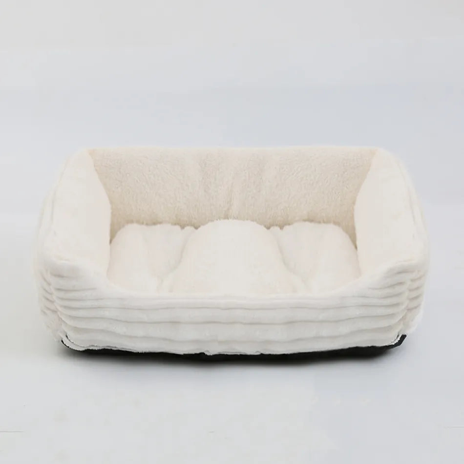 Bed for Dog Cat Pet Square Plush Kennel Medium Small