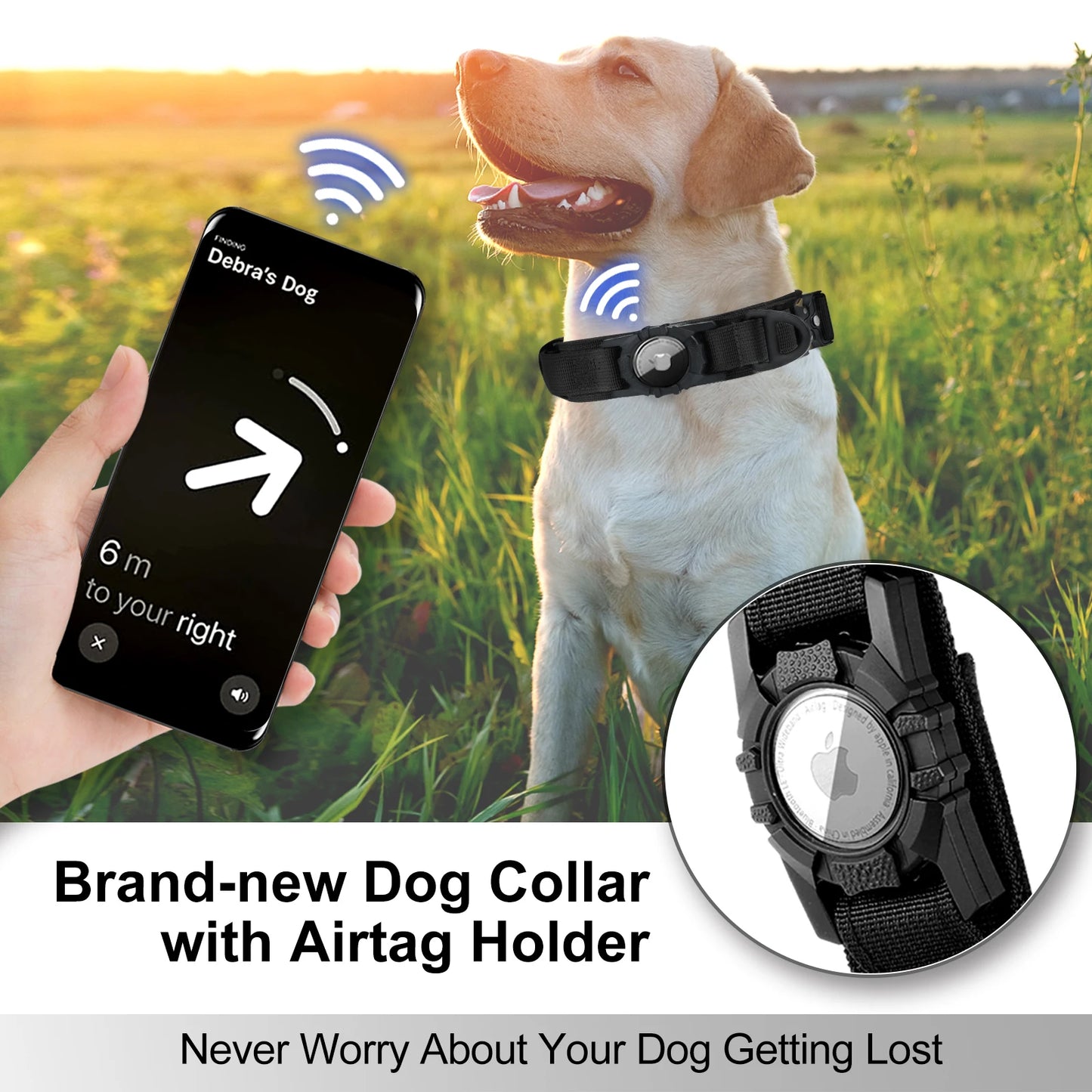 Air Tag Dog  Tactical Collar with Handle