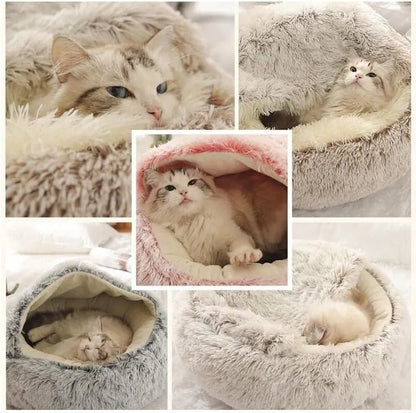 Soft Plush Pet Bed with Cover Round  2 in 1