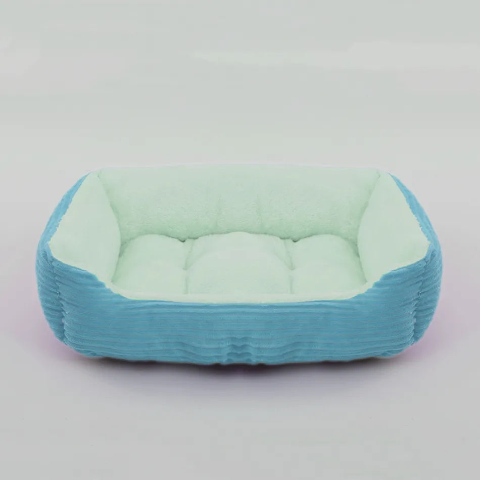 Bed for Dog Cat Pet Square Plush Kennel Medium Small