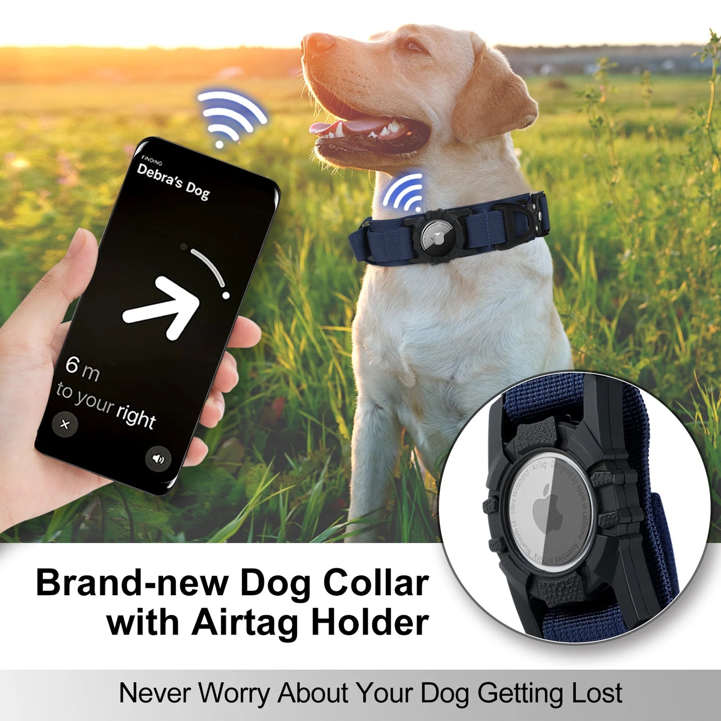 Air Tag Dog  Tactical Collar with Handle