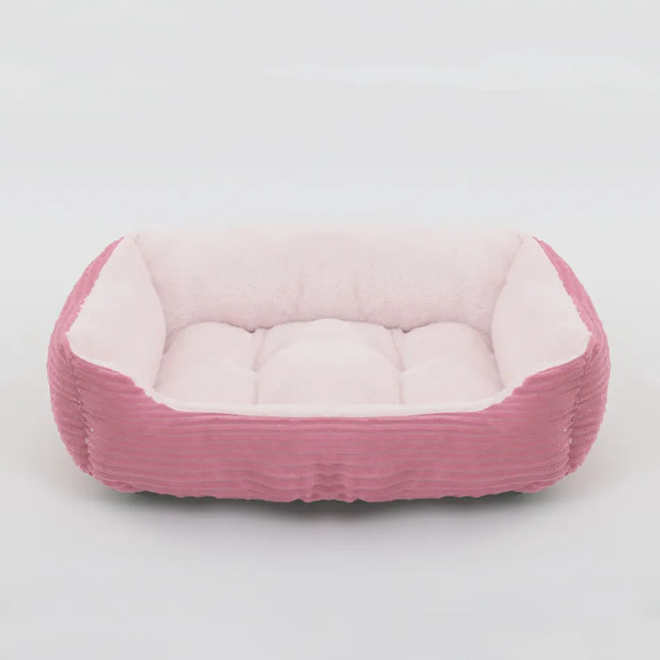 Bed for Dog Cat Pet Square Plush Kennel Medium Small