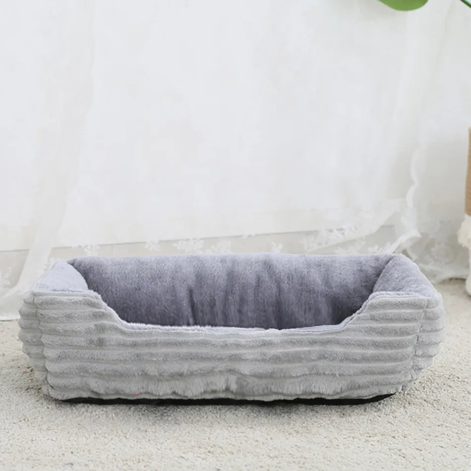 Bed for Dog Cat Pet Square Plush Kennel Medium Small