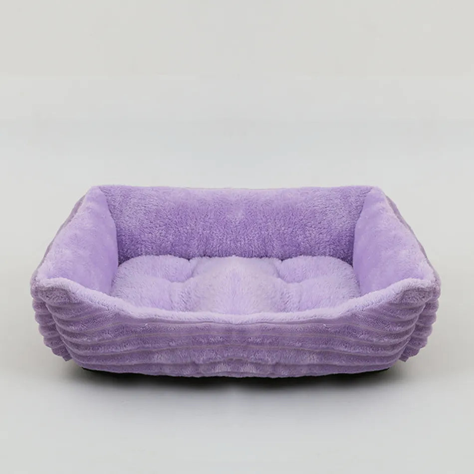 Bed for Dog Cat Pet Square Plush Kennel Medium Small