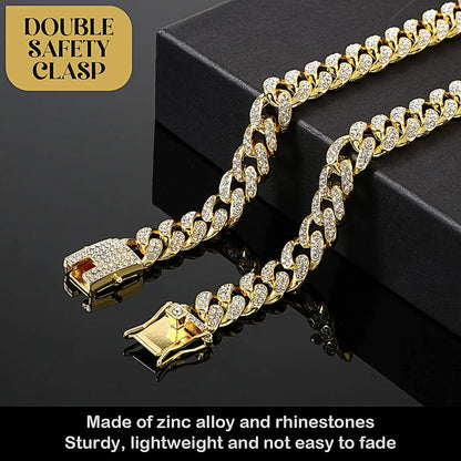 Luxury Gold Dog Cat Chain Collar Cuban for Small Medium